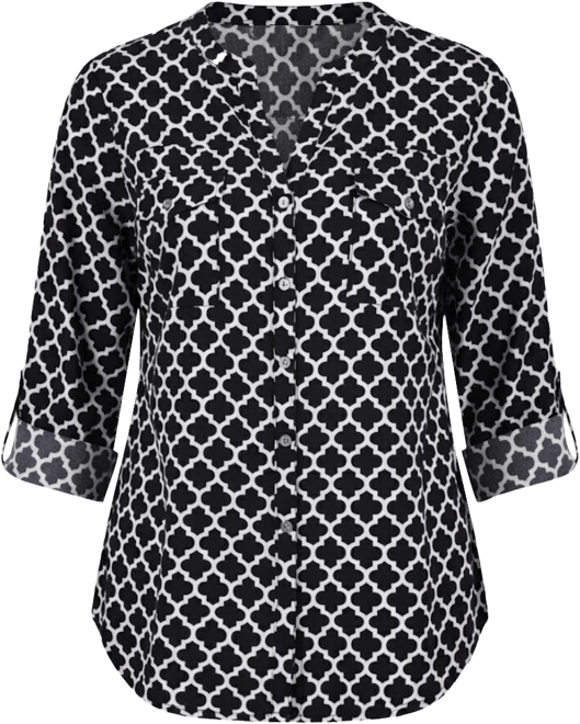 Petite Tab Y Neck Blouse