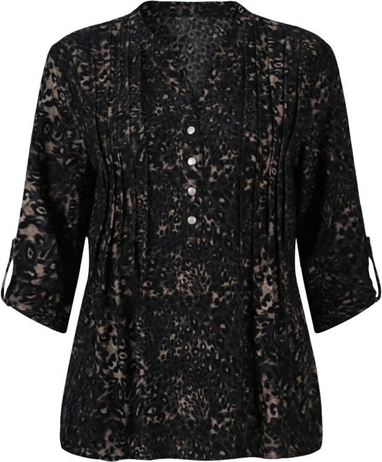 Petite Pintuck Roll Tab Sleeve Top