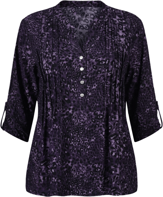 Petite Pintuck Roll Tab Sleeve Top