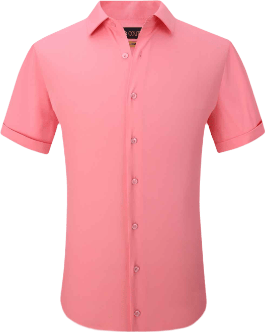 Men's Slim Fit Performance Short Sleeves Solid Button Down Shirt