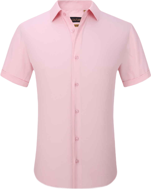 Men's Slim Fit Performance Short Sleeves Solid Button Down Shirt