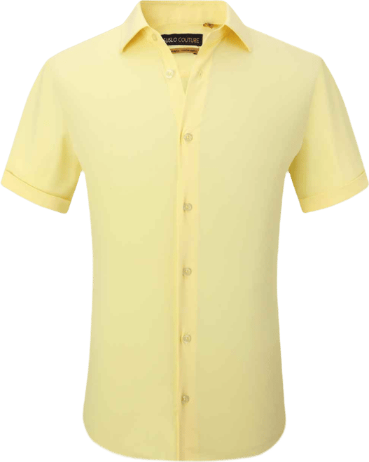 Men's Slim Fit Performance Short Sleeves Solid Button Down Shirt