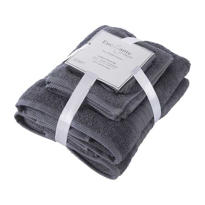 Enchante Home 8-Piece Anthracite Turkish Cotton Hand Towel