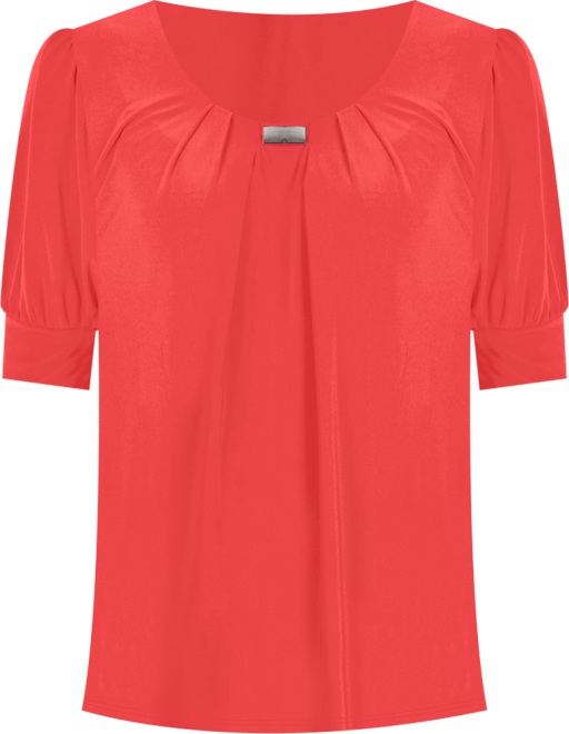 Women's Short Balloon Sleeve Top with Hardware