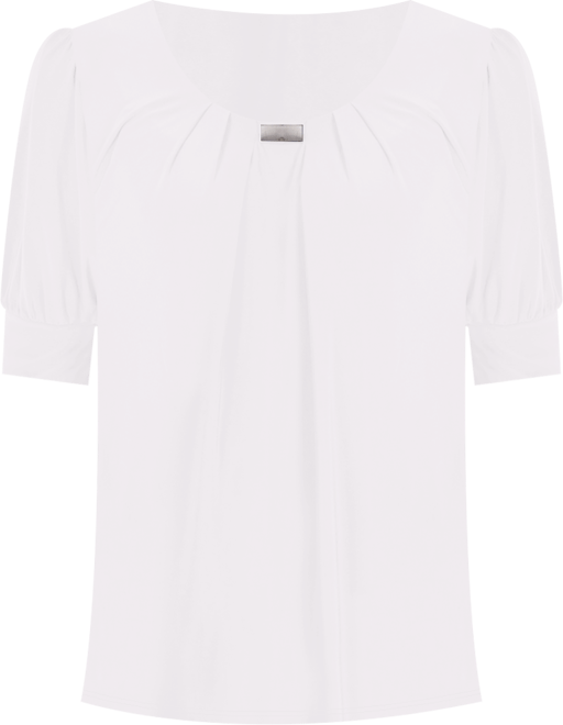 Women's Short Balloon Sleeve Top with Hardware