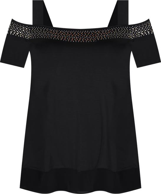 Women's Embellished Cold-Shoulder Top