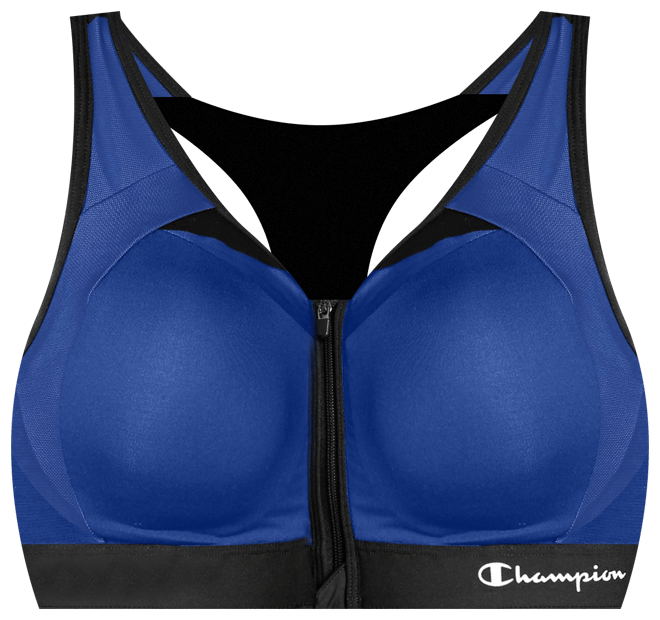 Motion Control Zip Sports Bra Wirefree Script Logo