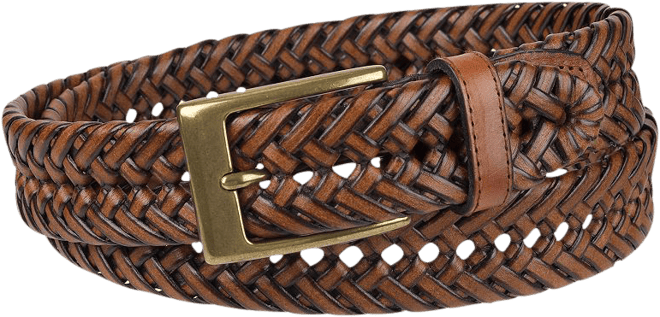 Genuine Braided Brown Leather Dress Belt