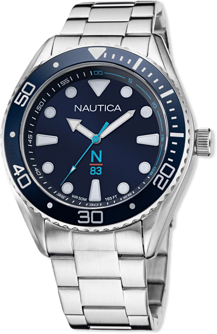 N83 Men's Silver-Tone Stainless Steel Bracelet Watch 44mm