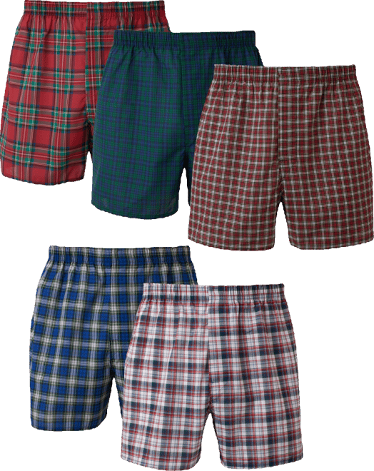 Men's 5-Pk. Ultimate FreshIQ Tartan Print Woven Boxers