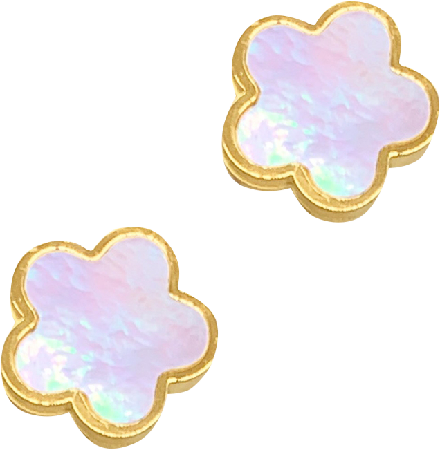 White Mother Of Pearl Clover Stud Earrings