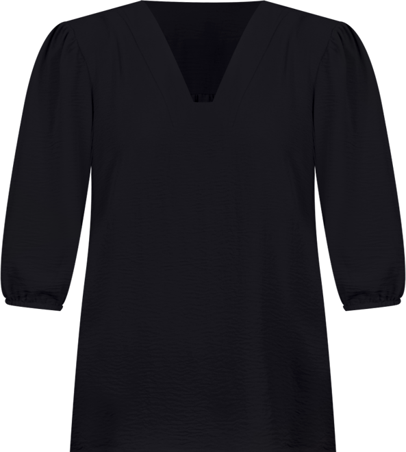 Plus Size 3/4 Puff Sleeve Top with Detachable Necklace