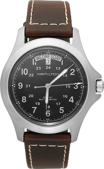 Watch, Men's Swiss Automatic Khaki King Brown Leather Strap 40mm H64455533