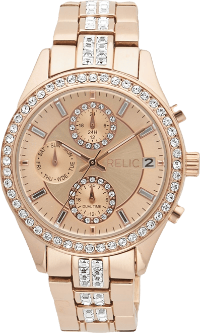 Relic by Fossil Women's Camila Rose Gold Tone Link Watch - ZR15991