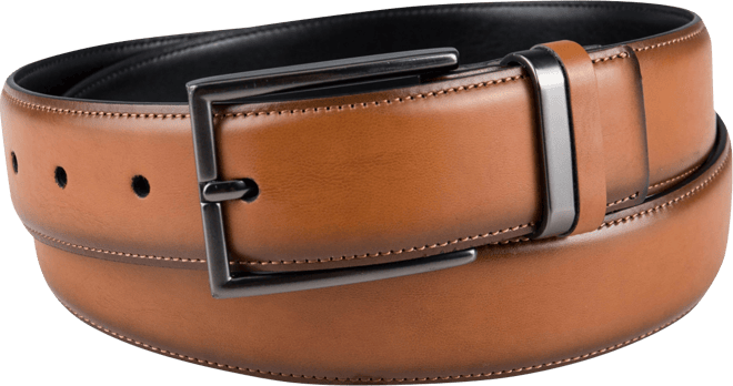 Men's Burnished Edge and Metal Loop Dress Belt, Created for Macy's