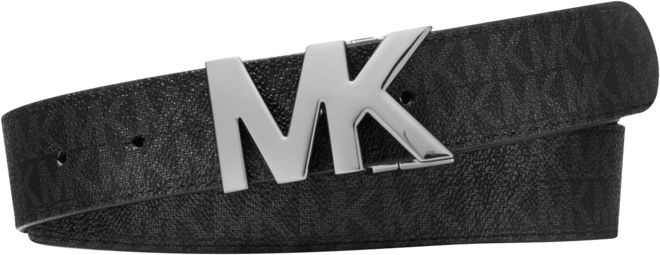 Michael Kors Signature Monogram Belt Black Silver Buckle888698522246