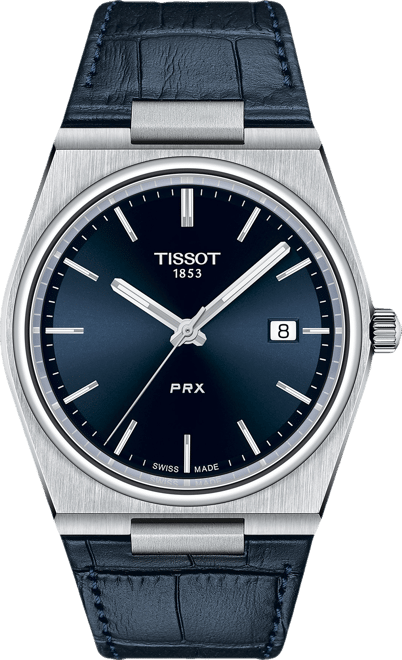 Men's Prx Blue Leather Strap Watch 40mm