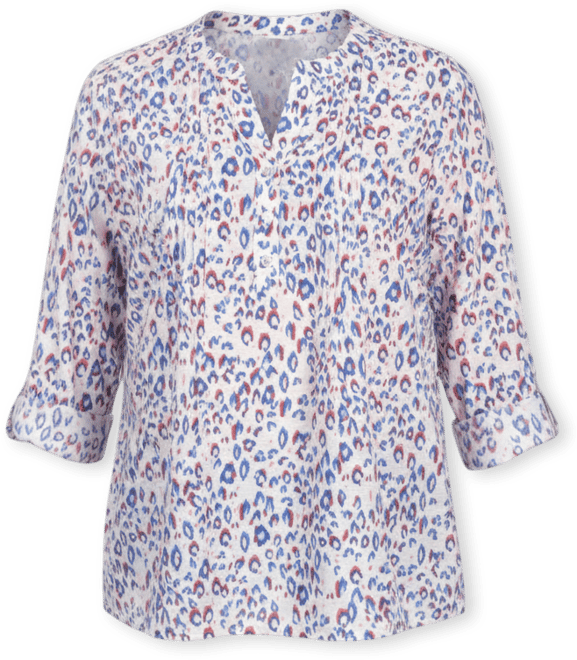 Petite Size 3/4 Roll Tab Sleeve Blouse Top