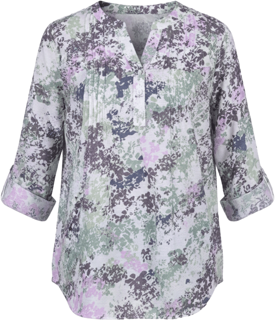 Petite Size 3/4 Roll Tab Sleeve Blouse Top