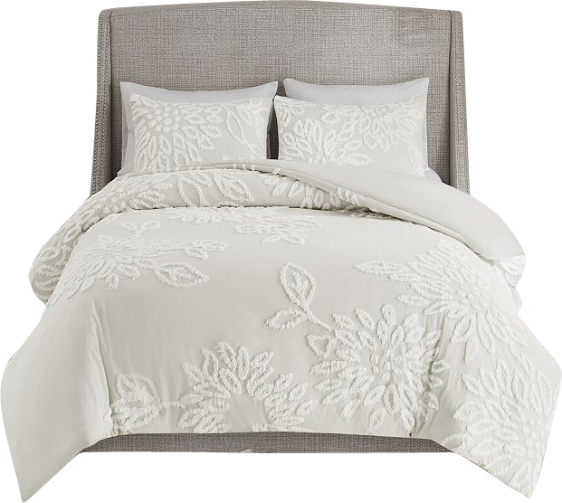 Madison Park Pansy 3-Piece Tufted Cotton Chenille Floral Duvet Cover Set  with Shams