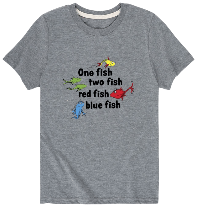 Boys 8-20 Dr. Seuss Red Fish Blue Fish Tee, Boy's, Size: Small, Med Grey