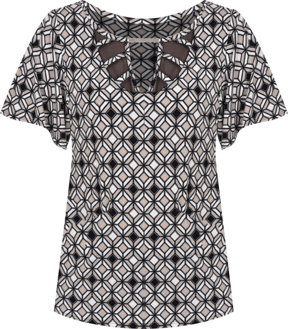 Women's Mesh Flutter Sleeve Knit Top