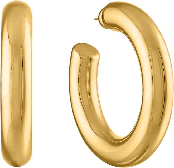 Women's Chubby Large 18K Gold-Plated Brass Hoops Earrings