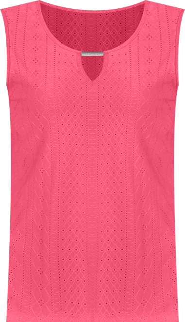 Women's Sleeveless Knit Eyelet Top with Hardware