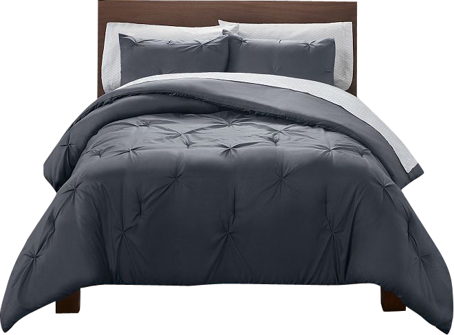 Serta Simply Clean 7-Piece Gray Pleated Bed in A Bag, Full