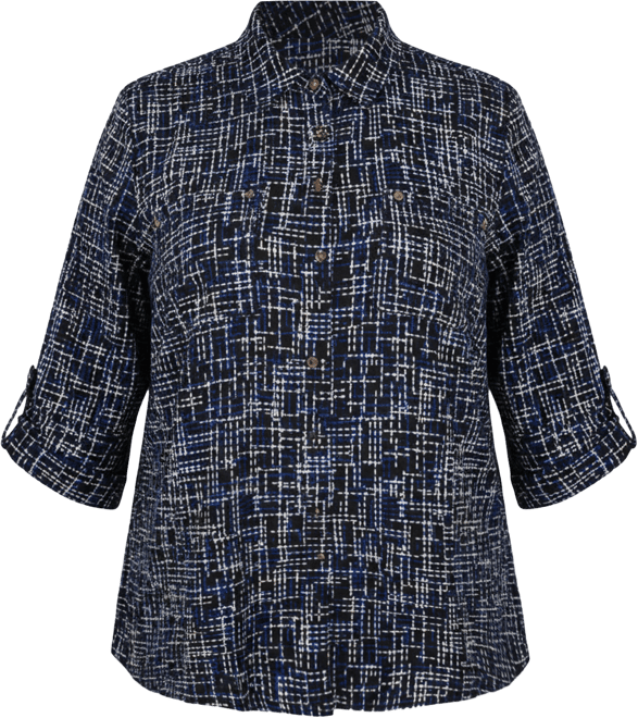 Plus Size 3/4 Ruched Sleeve Studded Top