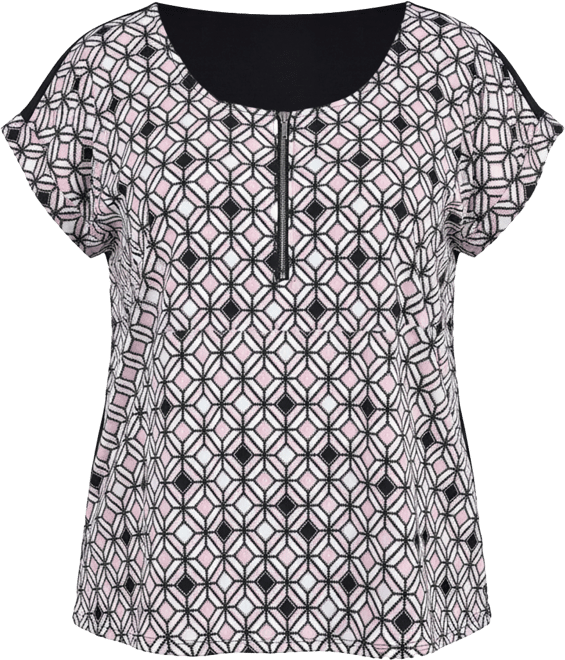 Plus Size Short Sleeve Half Zip Knit Top