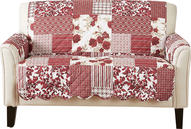 Great Bay Home Patchwork Scalloped Loveseat Furniture Protector