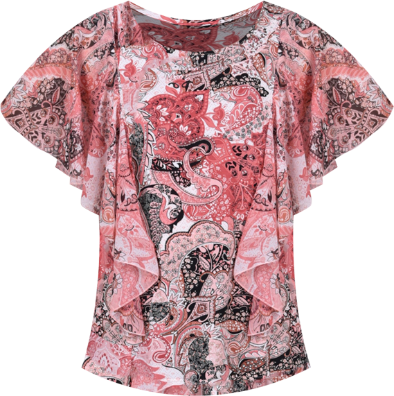 Women's Chiffon Sleeve Poncho Top with Studded Neckline