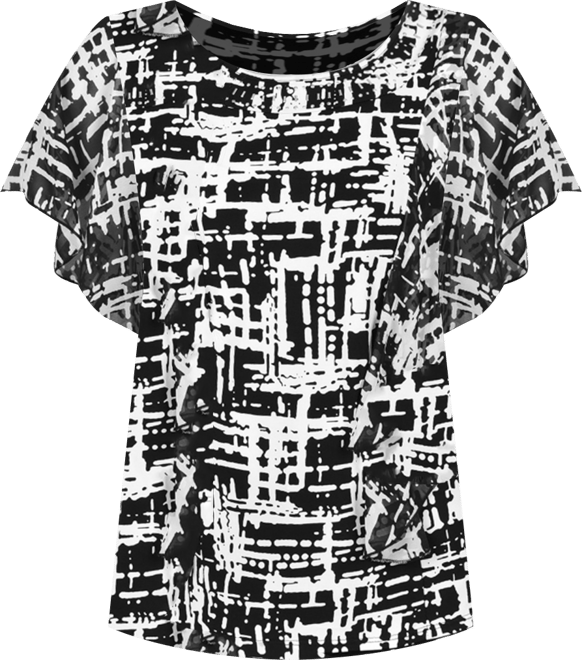 Women's Chiffon Sleeve Poncho Top with Studded Neckline