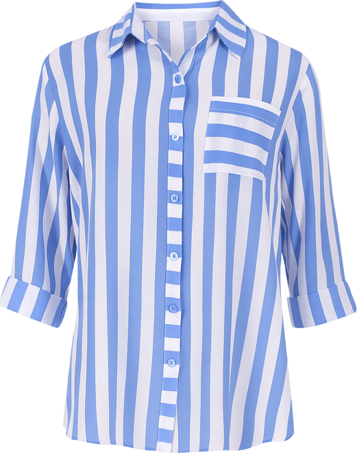 Women's Missy Long Sleeve Striped Blouse Top