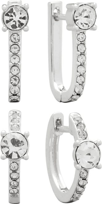 Women's Crystal Hoop Earrings Set, 4 Pieces