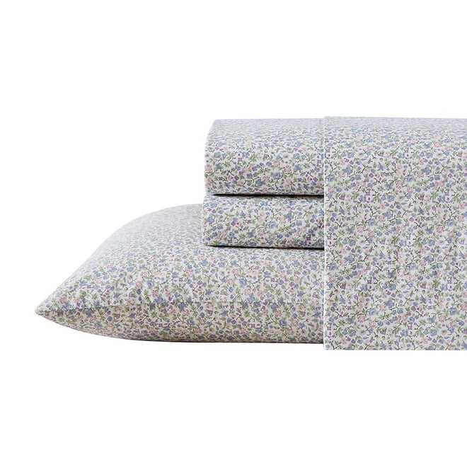 Laura Ashley 200tc 100% Cotton Percale Sheet Set, Color: Open