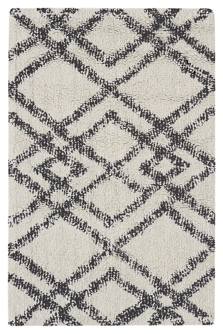 Shop Ansel Geo Diamond Yarn Dyed Cotton Tufted Bath Rug Grey