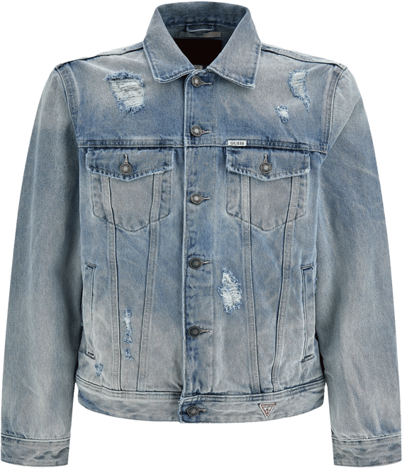 GUESS Men's Dillon Light-Wash Folded Collar Denim Jacket - Macy's