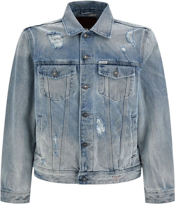 GUESS Men's Dillon Heritage Patch Denim Jacket - Macy's