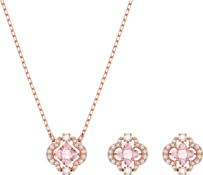 Sparkling Dance Clover Rose Gold Tone Plated Set