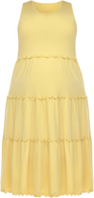 Plus Size Scoop Neck Tiered Midi Dress