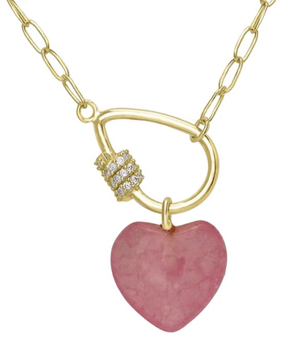 Sparkle Allure 14K Gold Over Brass 18 Inch Paperclip Heart Pendant