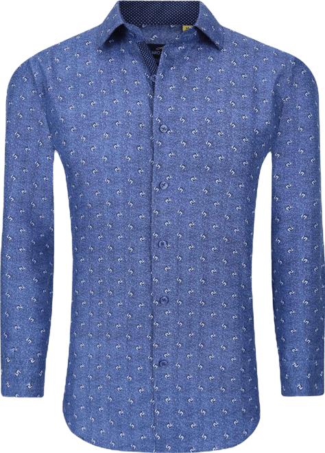 Men's Business Geometric Long Sleeve Button Down Shirt
