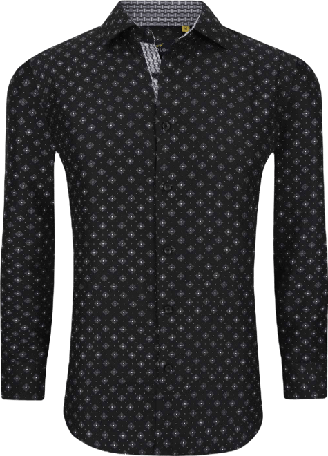 Men's Business Geometric Long Sleeve Button Down Shirt
