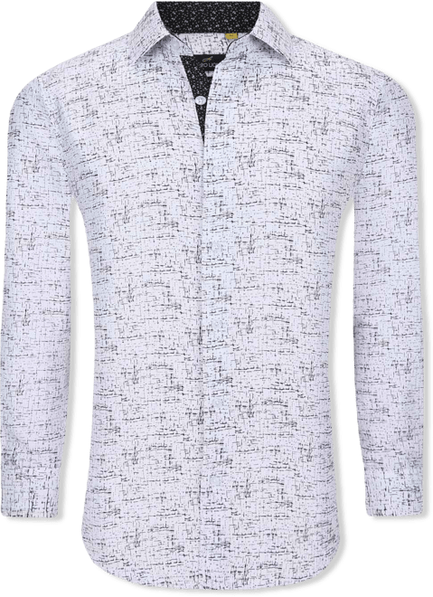 Men's Business Geometric Long Sleeve Button Down Shirt