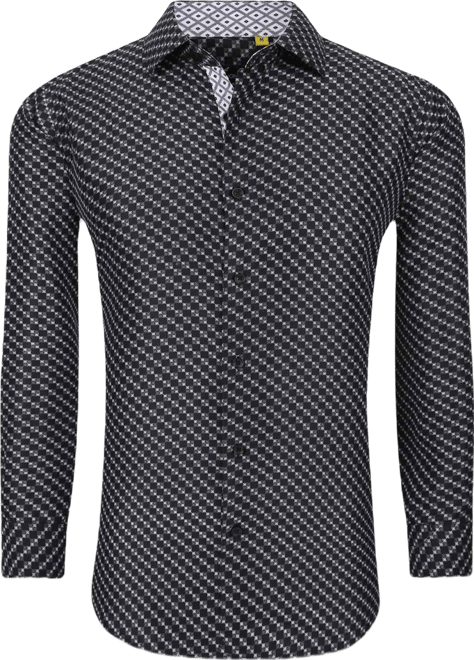 Men's Business Geometric Long Sleeve Button Down Shirt