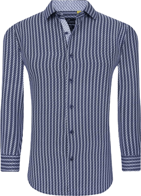 Men's Business Geometric Long Sleeve Button Down Shirt