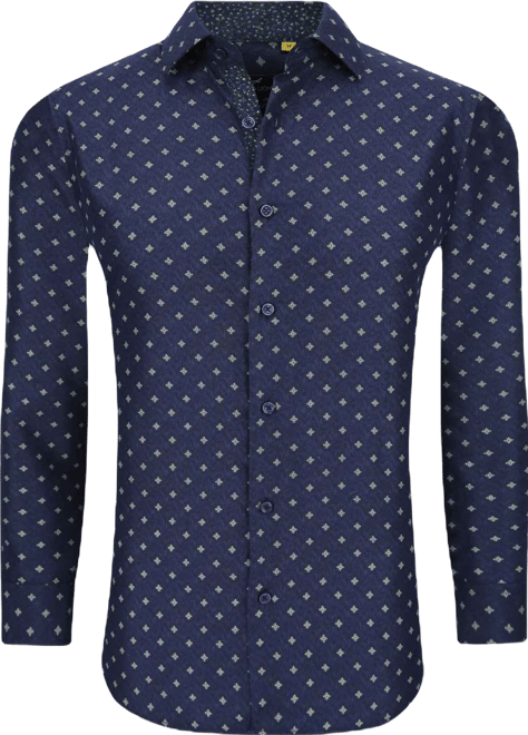 Men's Business Geometric Long Sleeve Button Down Shirt