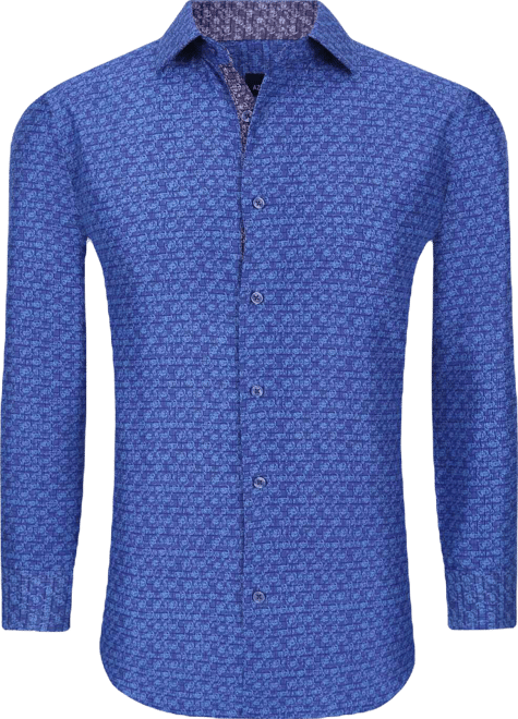 Men's Business Geometric Long Sleeve Button Down Shirt